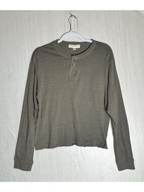 Project Social T Womens Neutral Earthy Henley Long Sleeve Top Sz M Granola Girl